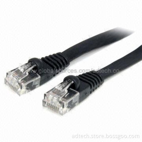Molded Cat5e UTP Flat Patch Cable, Black, 4-pair 32AWG, 0.24 Inch Cable Width, UL-certified